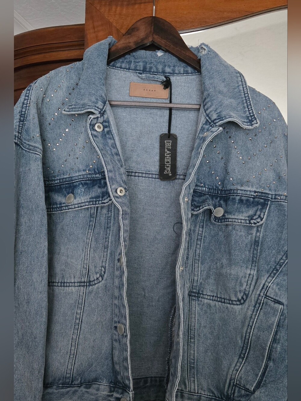 Studded Light Wash Denim Jacket